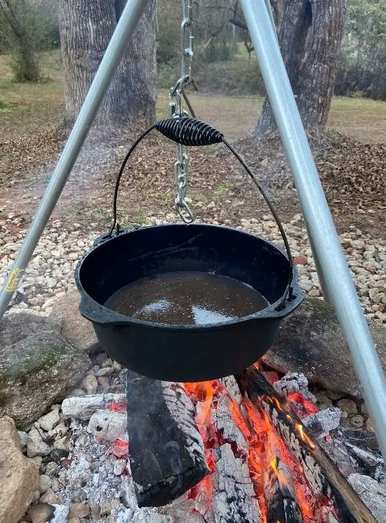 beef broth over campfire 