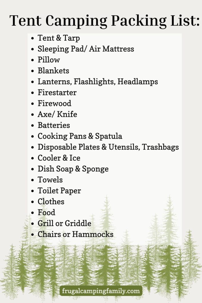 Tent Camping Packing List (the basics)