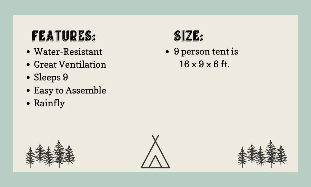 core dome tent features and size