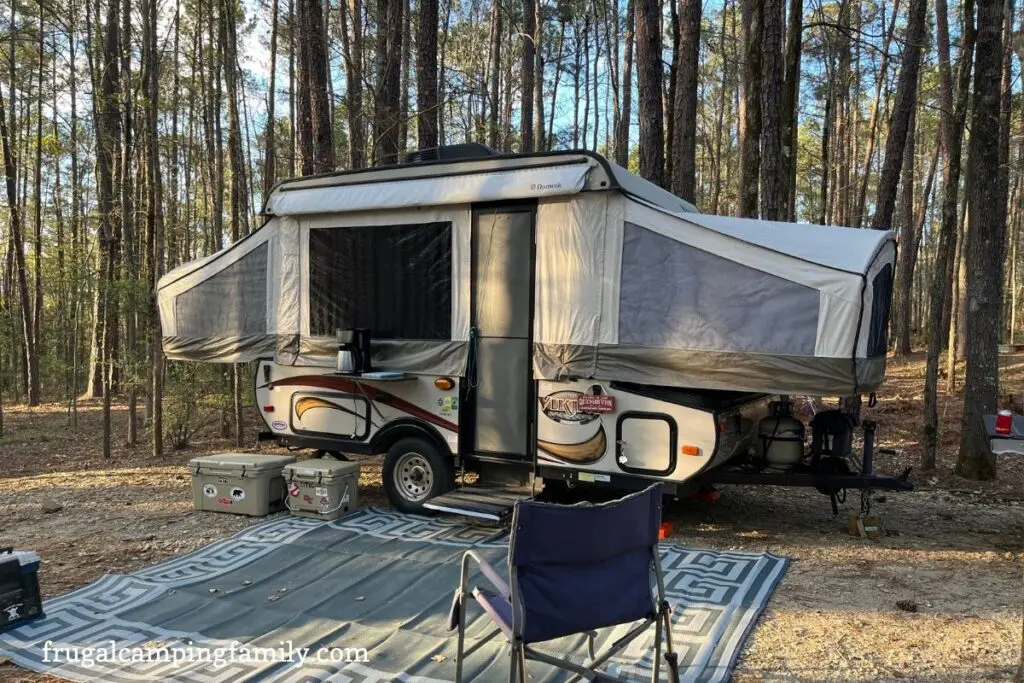pop-up camper at campsite