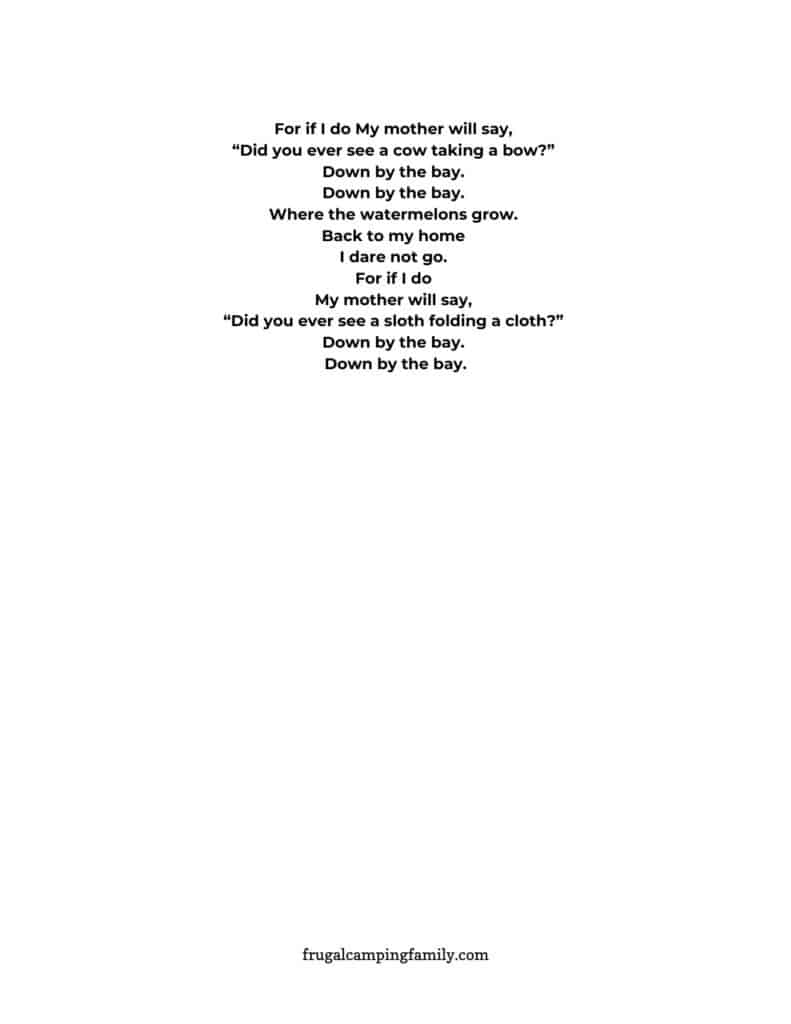 down by the bay song lyrics