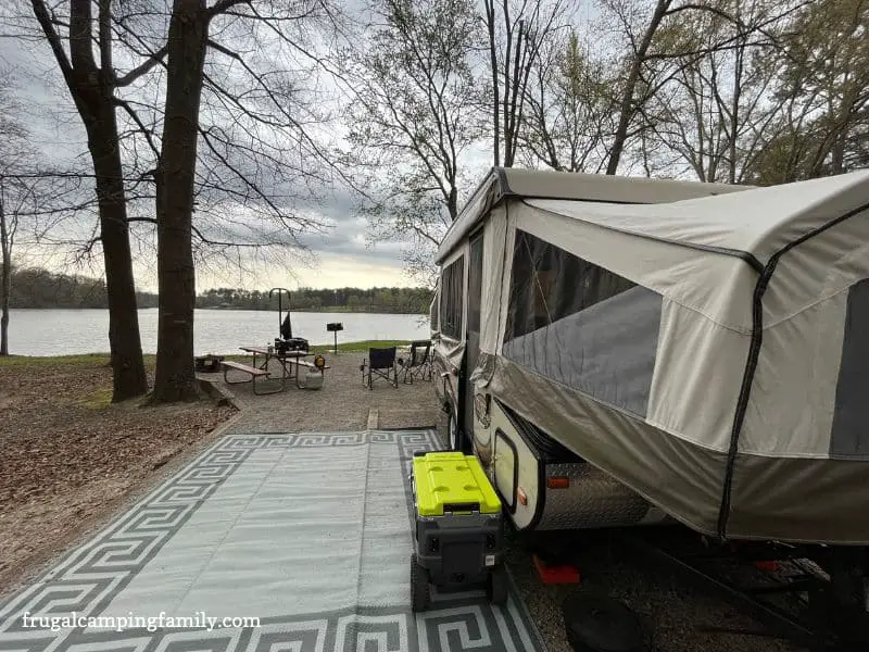 Popup camper at lake