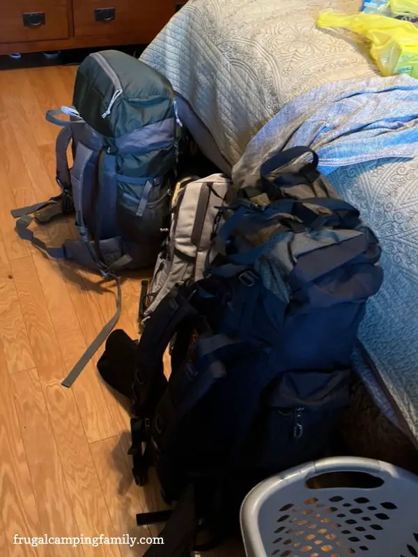 backpacks full of hiking gear