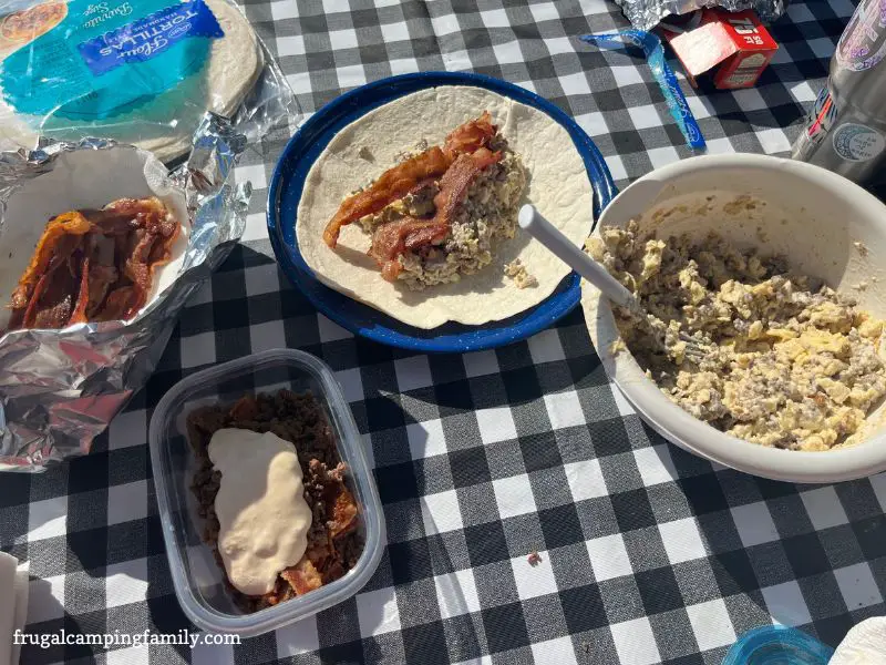 breakfast burrito assembly station