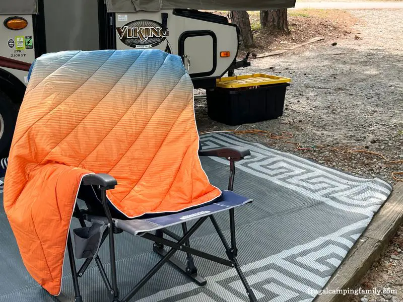 rumpl original blanket at campsite