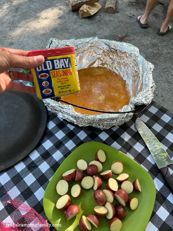 old bay seasoning, potatoes and dutch oven
