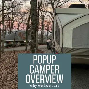 popup camper at sunrise